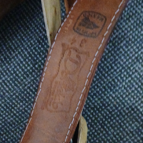 Brown and Tan Leather Belt with Traditional Buckle